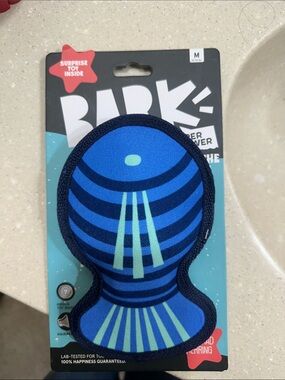 Bark Blue and Aqua Striped UFO Plush Dog Toy